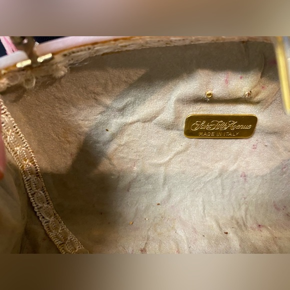 Vtg SAKS FIFTH AVE Italy Pink Mother of Pearl Small Clutch Shoulder Purse - Picture 4 of 7